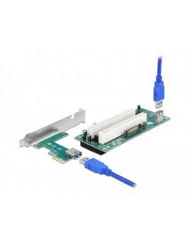 Tarjeta Riser Pci Express X1 A 2 X Pci 32 Bit Ranura Con Cable De 60 Cm