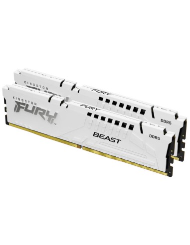 Memoria Kingston Fury Beast Ddr5 32gb 2x16gb 6000 Mhz / Pc5-48000 Cl40 1.35 V Kf560c40bwk2-32 Sin Búfer On-die Ecc Blanco