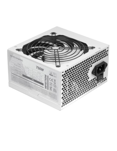 Fuente Alim. 750w 85% Ef Blanco Mars Gaming 750w/ Eficiencia 85%/ Silencioso/ Ventilador 120mm/ Atx