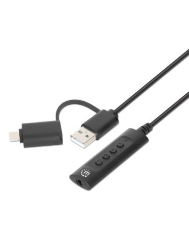 Manhattan 153560 Divisor De Audio Usb-c Usb-a A 3,5mm Negro