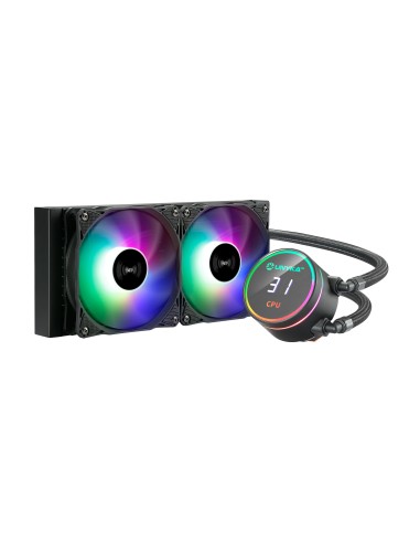 Unykach Aquastorm 240 Kit De Refrigeracion Liquida - 2 Ventiladores De 120mm - Iluminacion Rgb - Visualizacion Temperatura Cp...