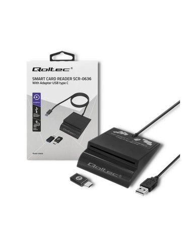 Lector De Tarjetas Externo Qoltec 50636 Intelligent Smart Id Chip Card Reader Scr0636 Usb Type C