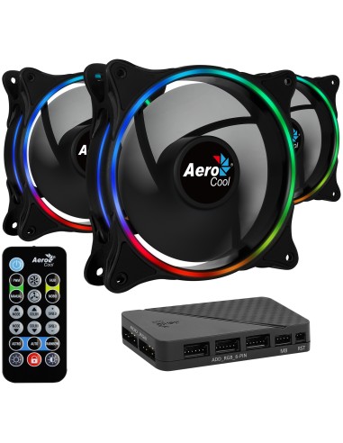 Aerocool Eclipse 12 Pro Argb Pack 3 Ventiladores 120mm + H66f Hub + Control Remoto