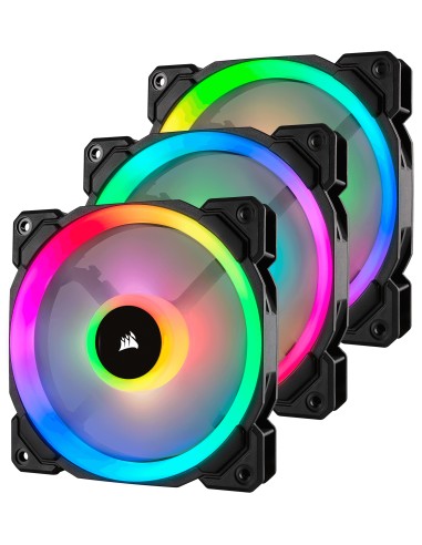 Ventilador Caja Corsair Ll120 Rgb 120mm Dual Light Loop Rgb Led Pwm Fan 3 Fan Pack Con Lighting Node Corsair Ll120 Rgb, Carca...