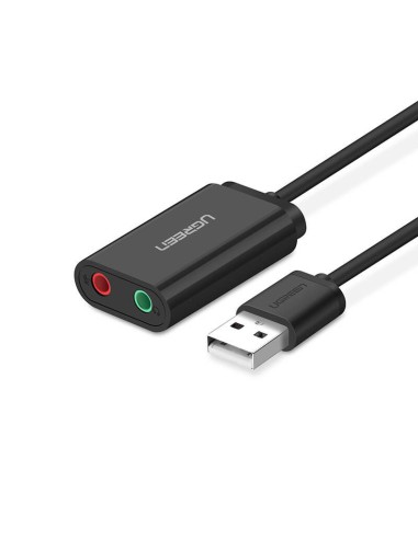 Adaptador De Sonido Estéreo Externo Ugreen Usb-a A 3,5 Mm Negro 15 Cm