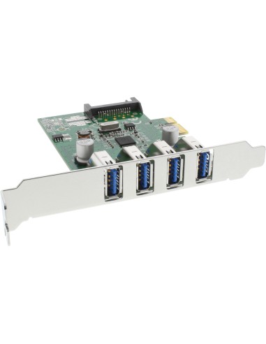 Tarjeta Inline Usb 3.0 De 4 Puertos Pcie Incl. Soporte De Perfil Bajo Y Auxiliar De 4 Pines. Poder