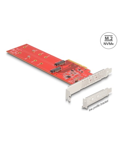 Delock 90616 Tarjeta Pci Express X8 A 2 X Nvme Interno M.2 Clave M 110 Mm - Bifurcación - Factor De Forma De Perfil Bajo