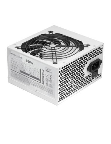 Fuente Alim. 850w 85% Ef Blanco Mars Gaming 850w/ Eficiencia 85%/ Silencioso/ Ventilador 120mm/ Atx