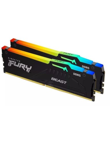 Memoria Kingston Fury Beast Rgb Ddr5  32 Gb: 2 X 16 Gb Dimm De 288 Contactos 6000 Mhz / Pc5-48000 Cl36 1.35 V Sin Búfer On-d...