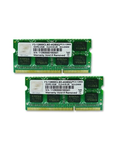 G.skill Memoria So-dimm 4gb Ddr3 1600 (2x 2 Gb) Kit Dual, Sq, Lite Retail F3-12800cl9d-4gbsq