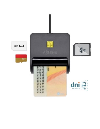 Aisens Lector De Tarjetas Externo Dni Sim, Sd, Micro Sd, Mmc, Rs-mmc, Mmc Micro, Negro