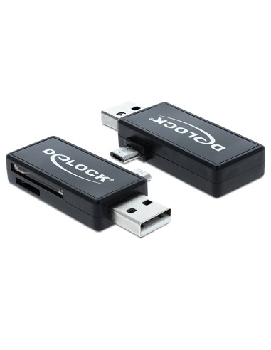 Lector De Tarjetas Externo Delock Micro Usb Otg Card Reader + Usb A