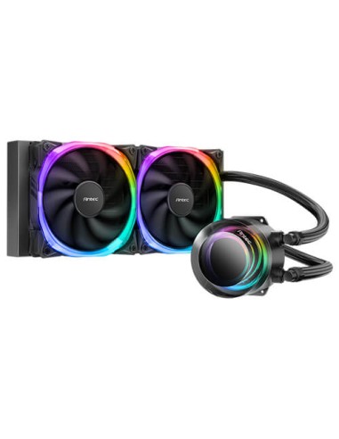 Antec Vortex 240 Argb Aio Liquid Cpu Cooler, Universal Socket, 240mm Radiator, Pwm 2000rpm Fusion Argb Cooling Fans, Addressa...