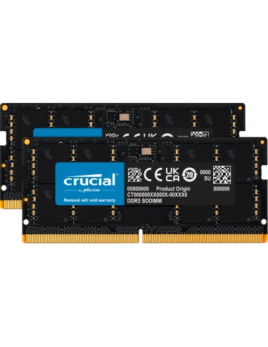 Memoria Ram Crucial Sodimm Ddr5 4800 64gb 2x32gb C40 1,1 Volt Ct2k32g48c40s5