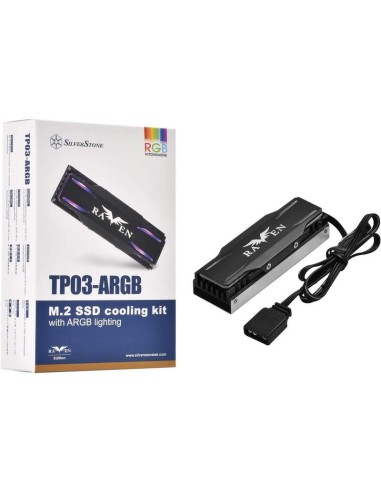 Silverstone Tp03-argb, Kit De Enfriamiento M.2-ssd, Argb Iluminado, 2280, Aluminio, Negro, Sst-tp03-argb