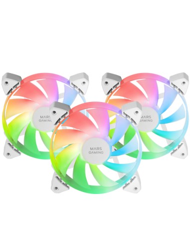 Kit 3 Ventiladores Auxiliar A-rgb 120mm Mf-3a Blanco Mars Gaming 120mm/ Iluminación Argb 360º/ Compatibilidad Total Argb