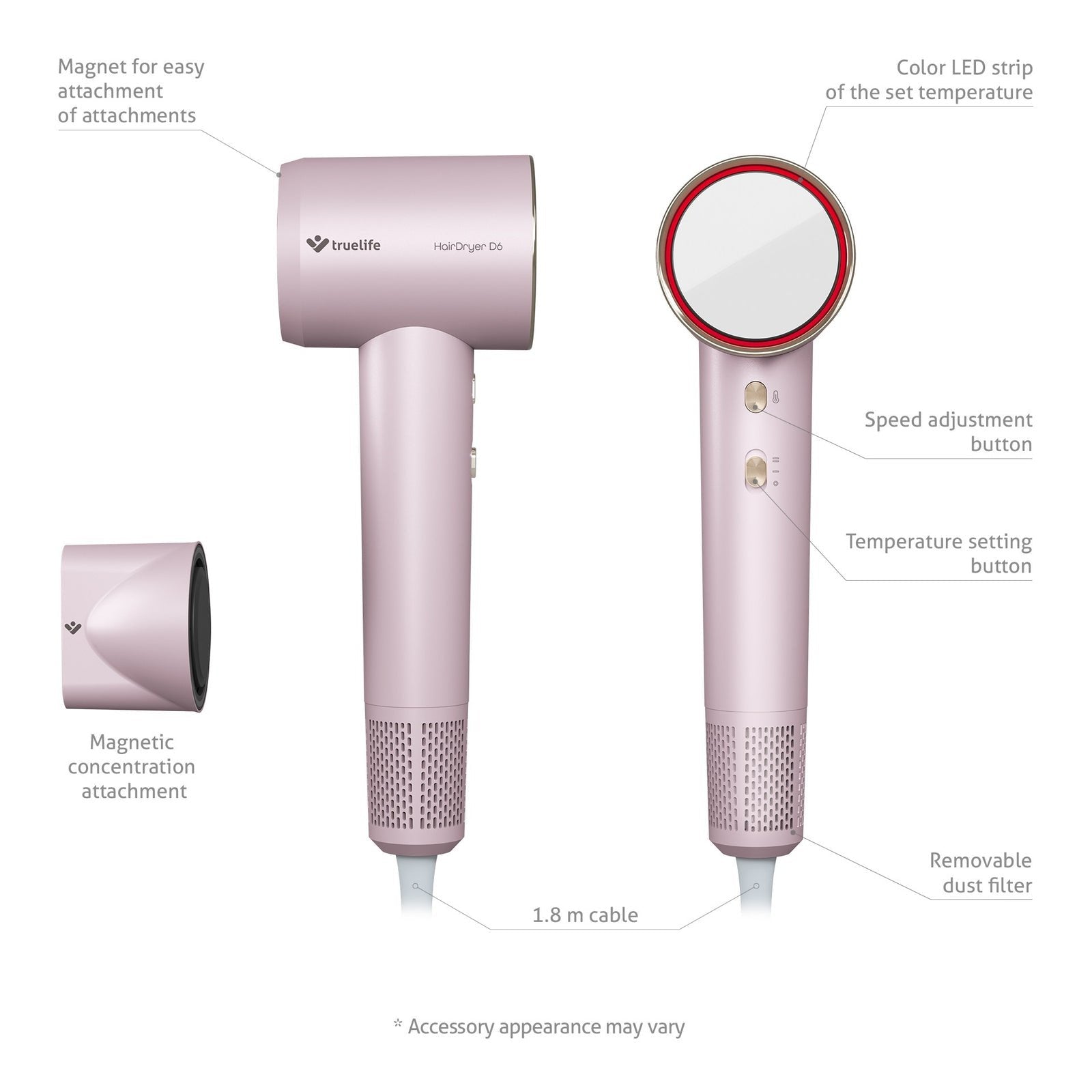 Truelife Hairdryer D6 3xtrockenmufen 2xgeschwindigkeiten Retail
