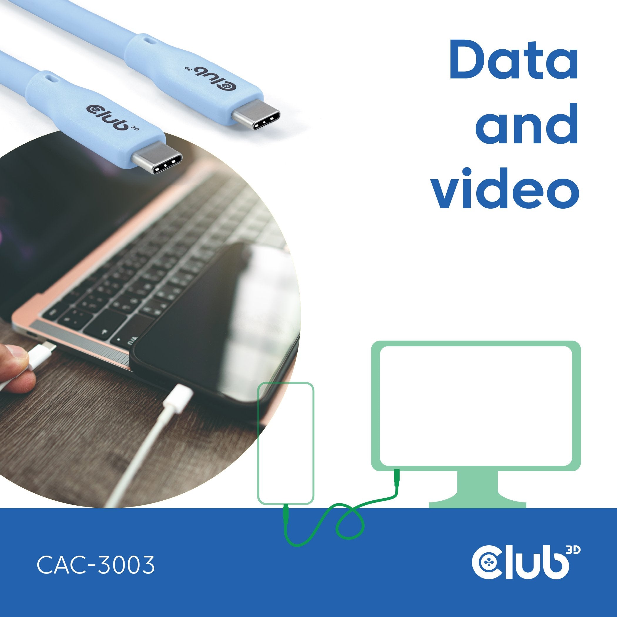EAN 8719214472948 - CLUB3D CAC-3003 cable USB USB4 Gen 3x2 2 m USB C Azul imagen 5