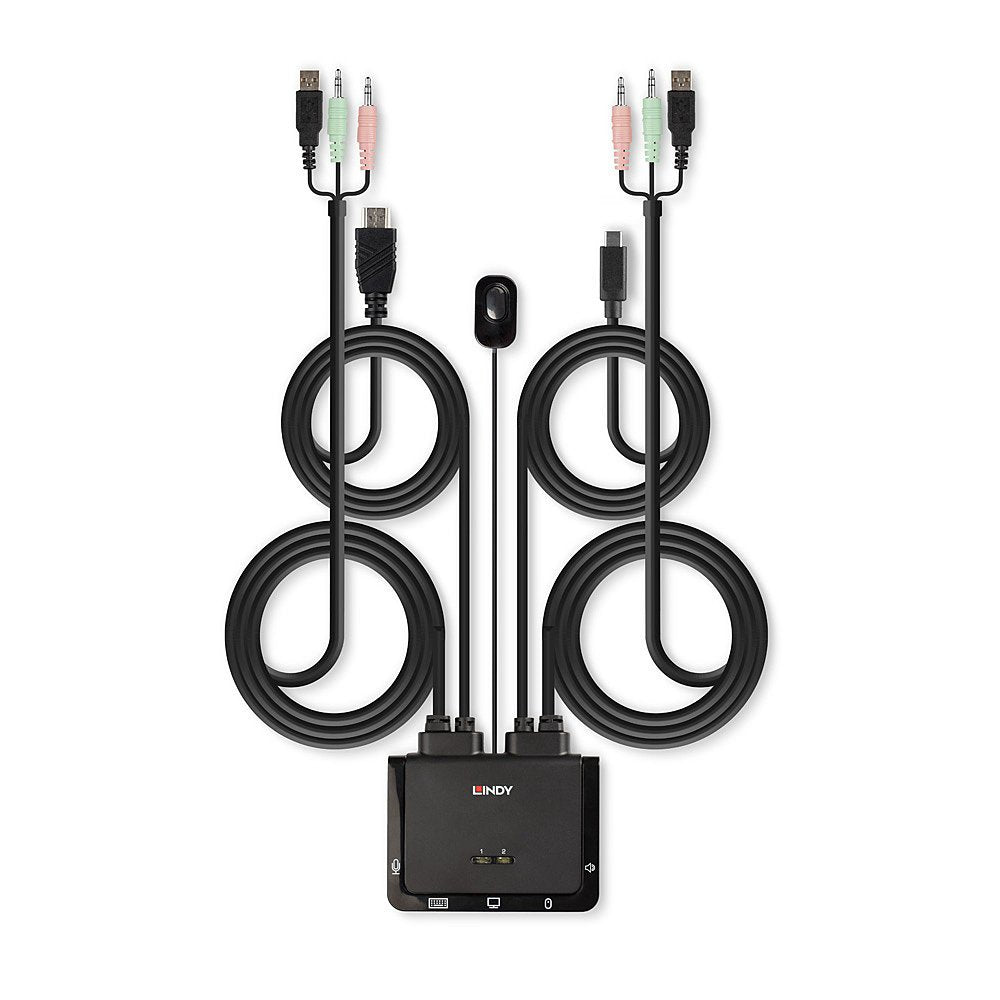 Lindy 2 Port Hdmi 18g, Usb Type C Cable Kvm Switch