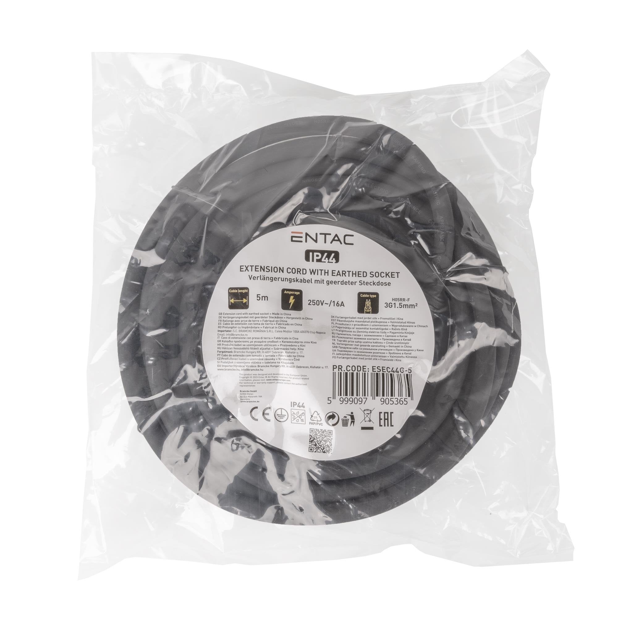 Entac Verlängerungscable 5m Negro Ip44