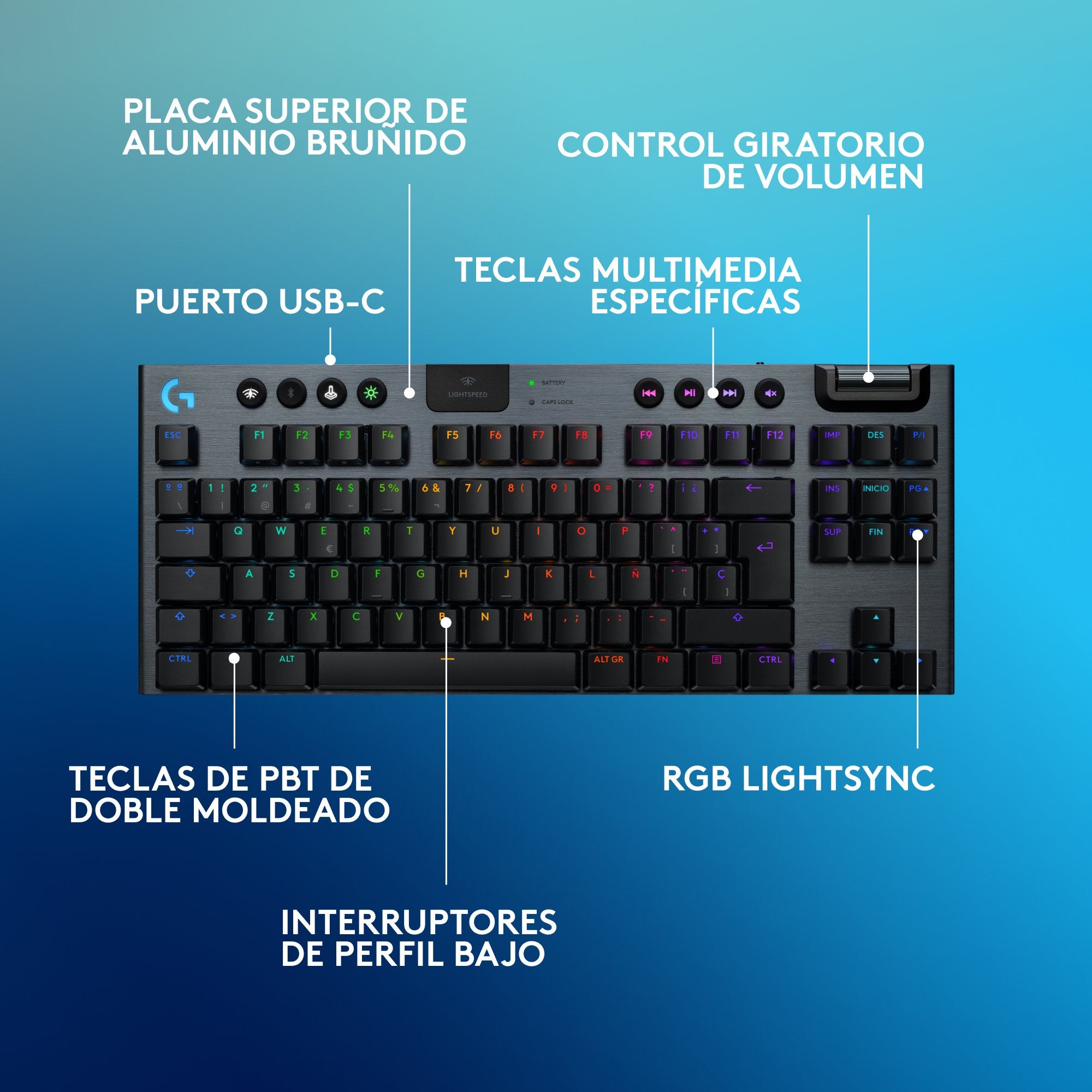 EAN 5099206121775 - Logitech G G915 X LIGHTSPEED TKL teclado Juego USB + RF Wireless + Bluetooth QWERTY Español Negro imagen 6
