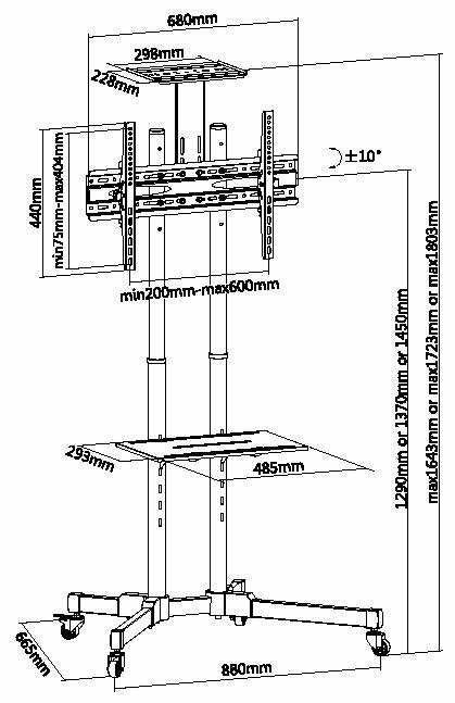 Equip Soporte Pantalla De Suelo Con Ruedas Equip Para Pantalla De 37 - 70 Fijo Max. Vesa 600x400 Hasta 50kg