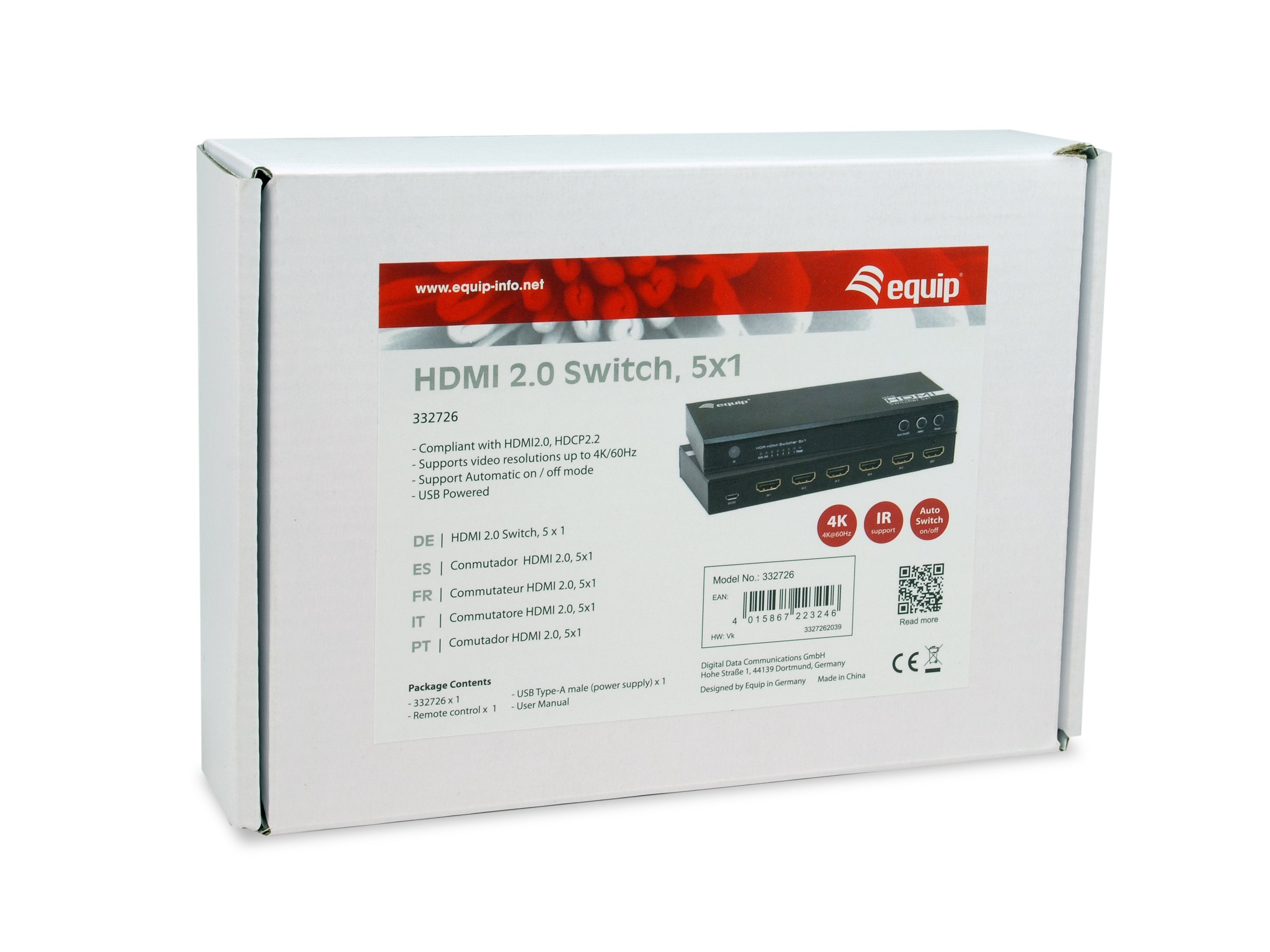 Equip Switch 5x1 Hdmi 2.0 4k/60hz Negro