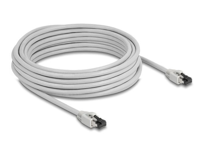 Cable De Red Delock Rj45 Cat.8.1 S/Ftp 10 M Bis 40 Gbps Gris