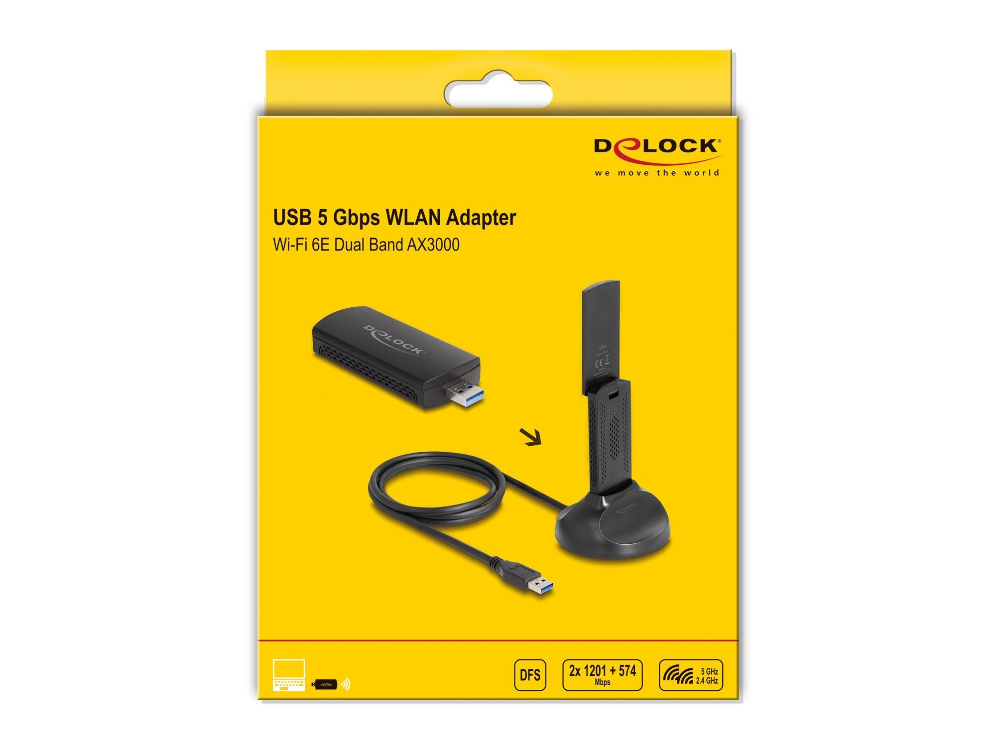 Delock Wi-Fi 6e Dualband Wlan Usb Adaptador Ax3000 (2 X 1201 + 574 Mbps)