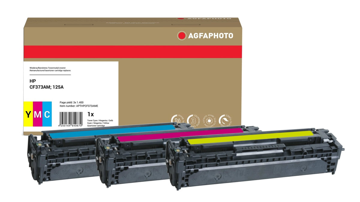 EAN 4250164849670 - AgfaPhoto APTHPCF373AME cartucho de tóner 3 pieza(s) Compatible Cian, Magenta, Amarillo imagen 1
