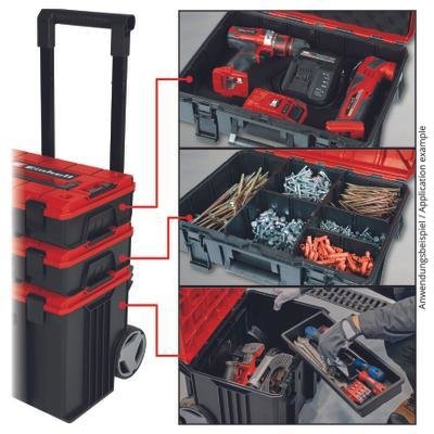 Caja Del Sistema Einhell E-Case Tower, Carro De Herramientas (Negro/Rojo, 1x E-Case L, 2x E-Case S) 4540015
