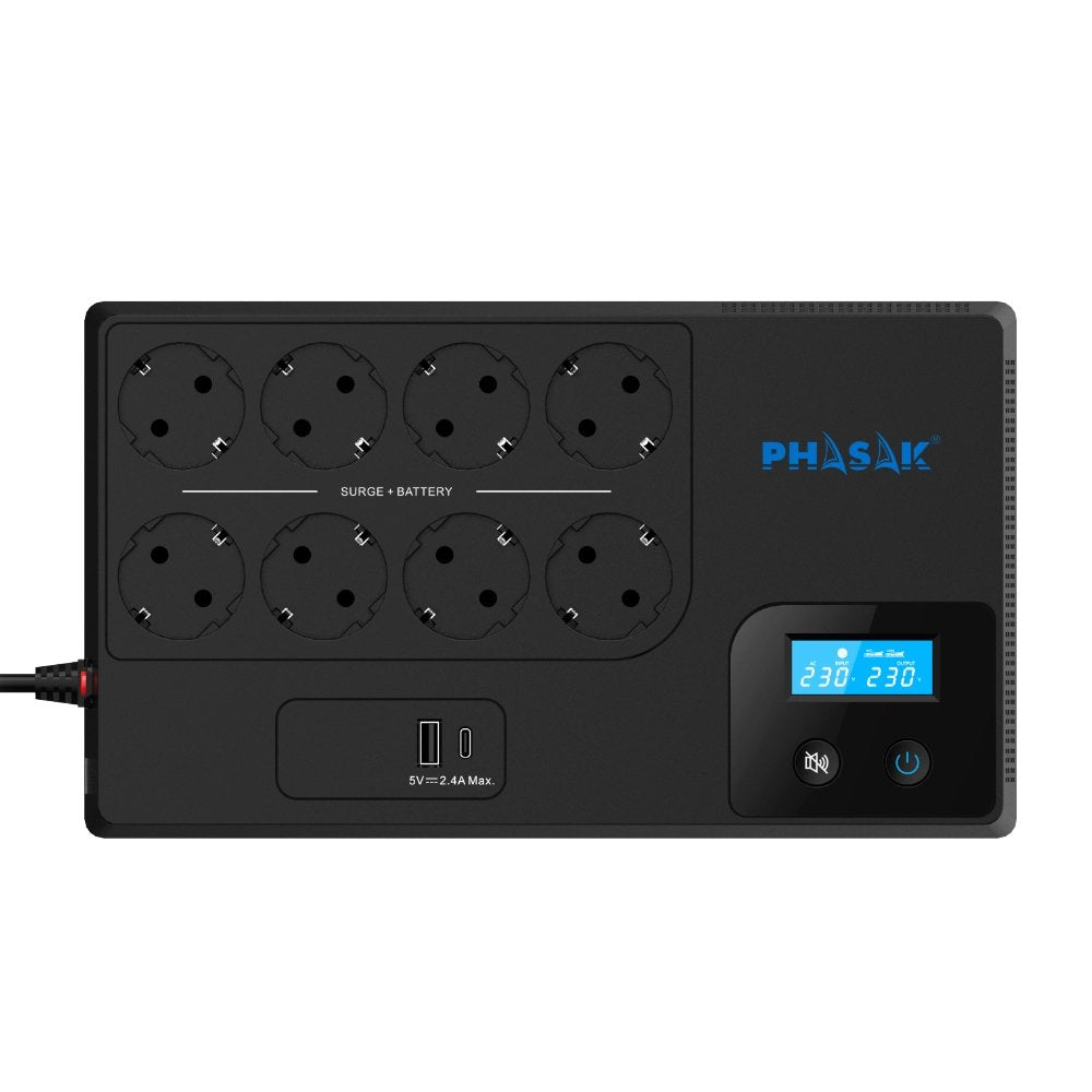 Sai Línea Interactiva Phasak Smart Home 1050va 1050va-600w 8 Salidas Formato Bloque