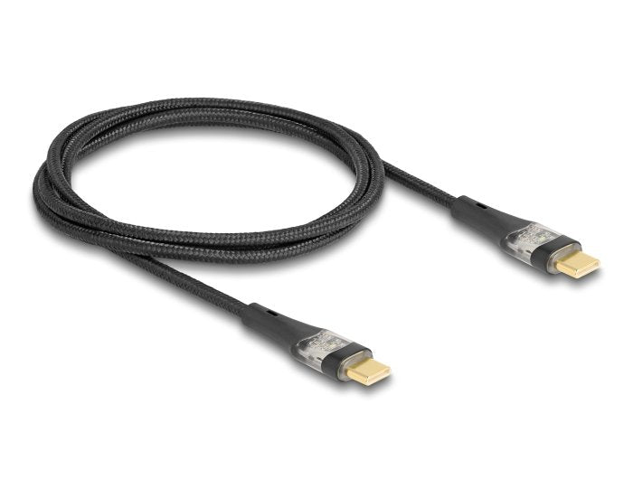 Delock 80763 Cable Usb 2.0 De Datos Y Carga Rápida Usb Type-C Macho A Macho Transparente Pd 3.0 100 W 1 M