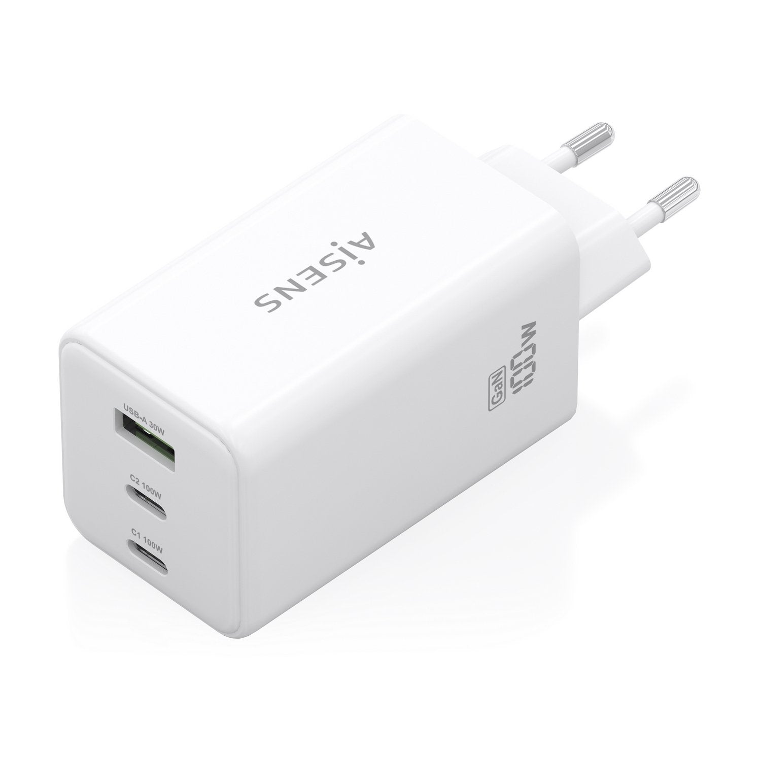 Aisens Cargador Gan 100w, 2xusb-C Pd3.0 Qc4.0 Qc5.0, 1xusb-A Qc3.0, Blanco