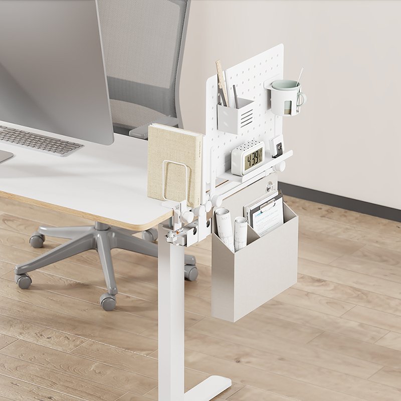 Pegboard Office Rail Storage System, Blanco