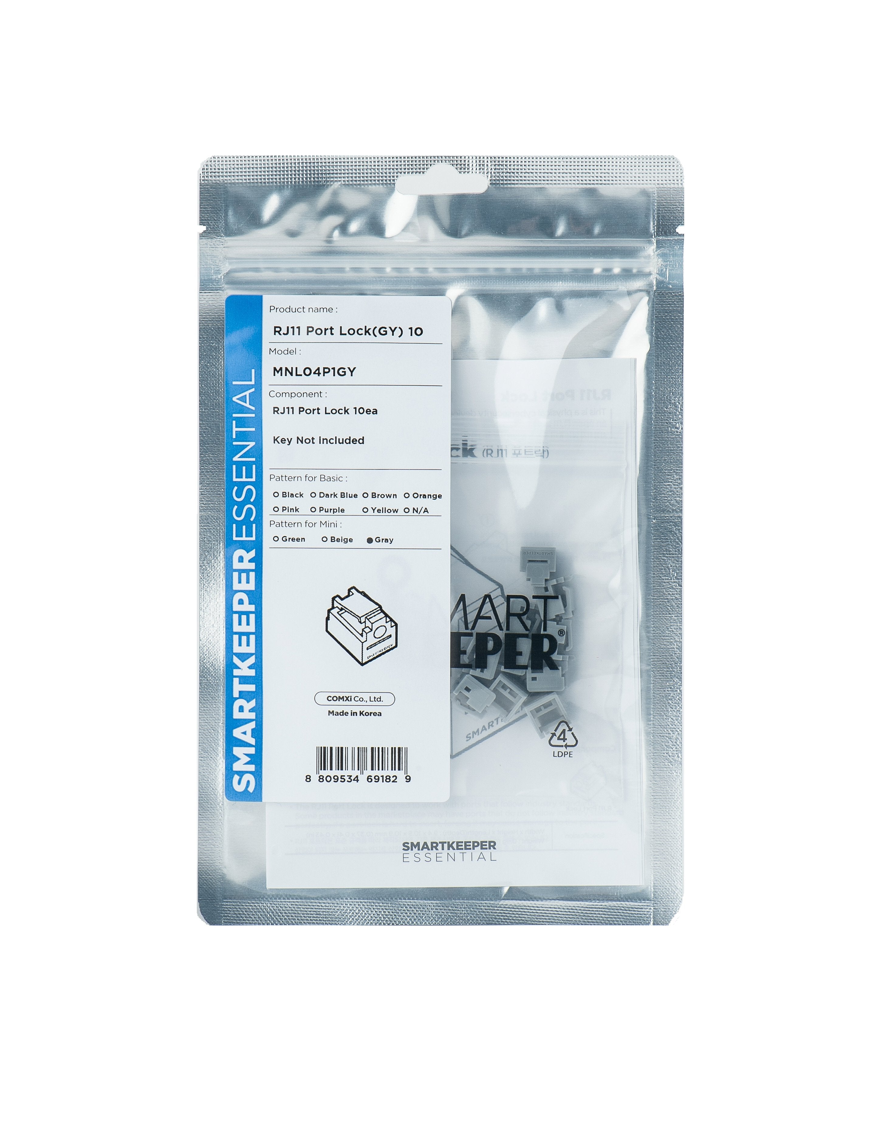 Bloqueador Smartkeeper Mini "Puerto Rj11" Gris 10 Piezas.