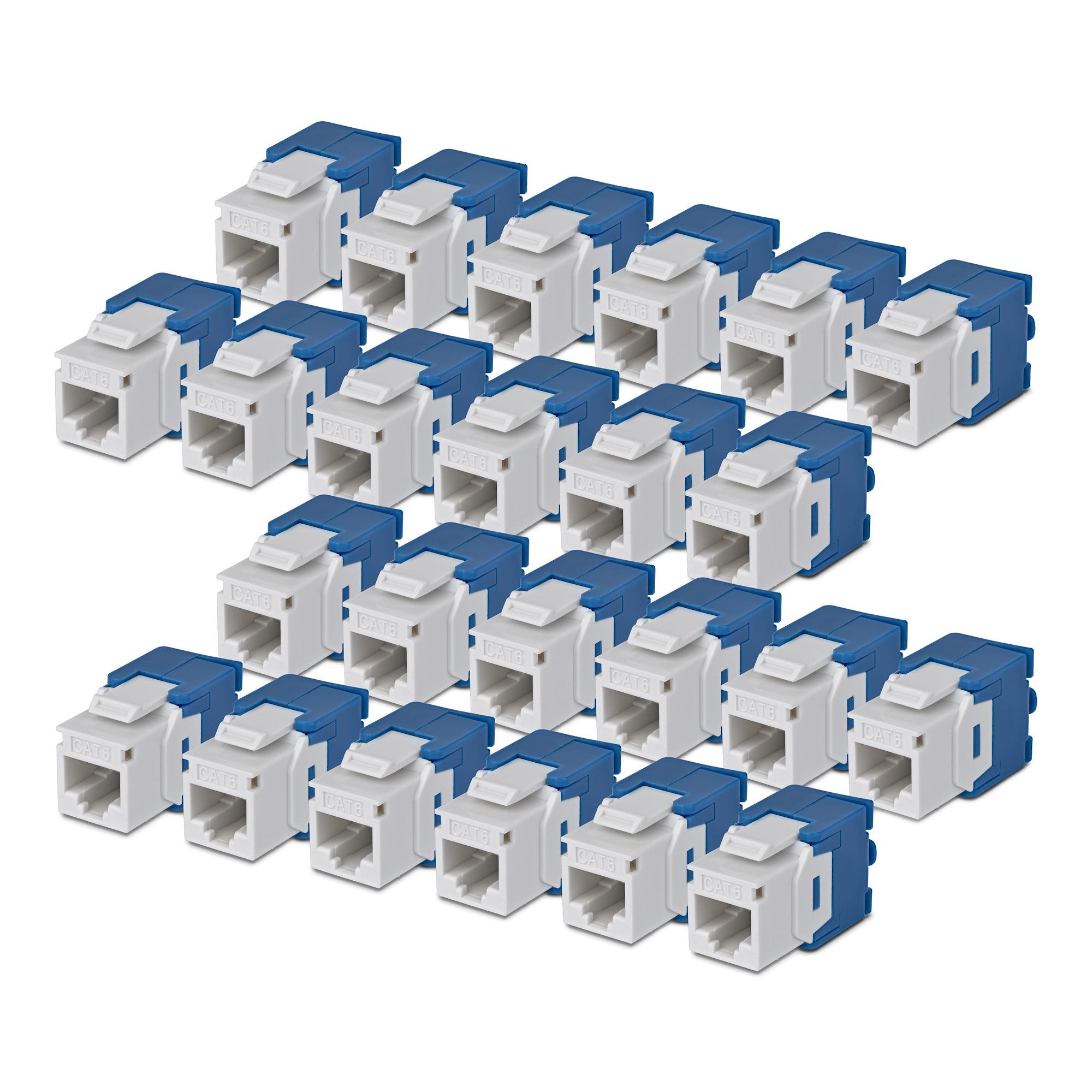 Startech.Com Cat6 Keystone Jack Módulo, Pack De 24 Rj45 Ethernet Keystone Conector Hembra, Utp Cat6 Wandbuchse, 180 Grad, Sin Herramientas, Blanco, Plano, Azul, Blanco, Rj-45, Conector Hembra, Conector Hembra, 10gbase-T