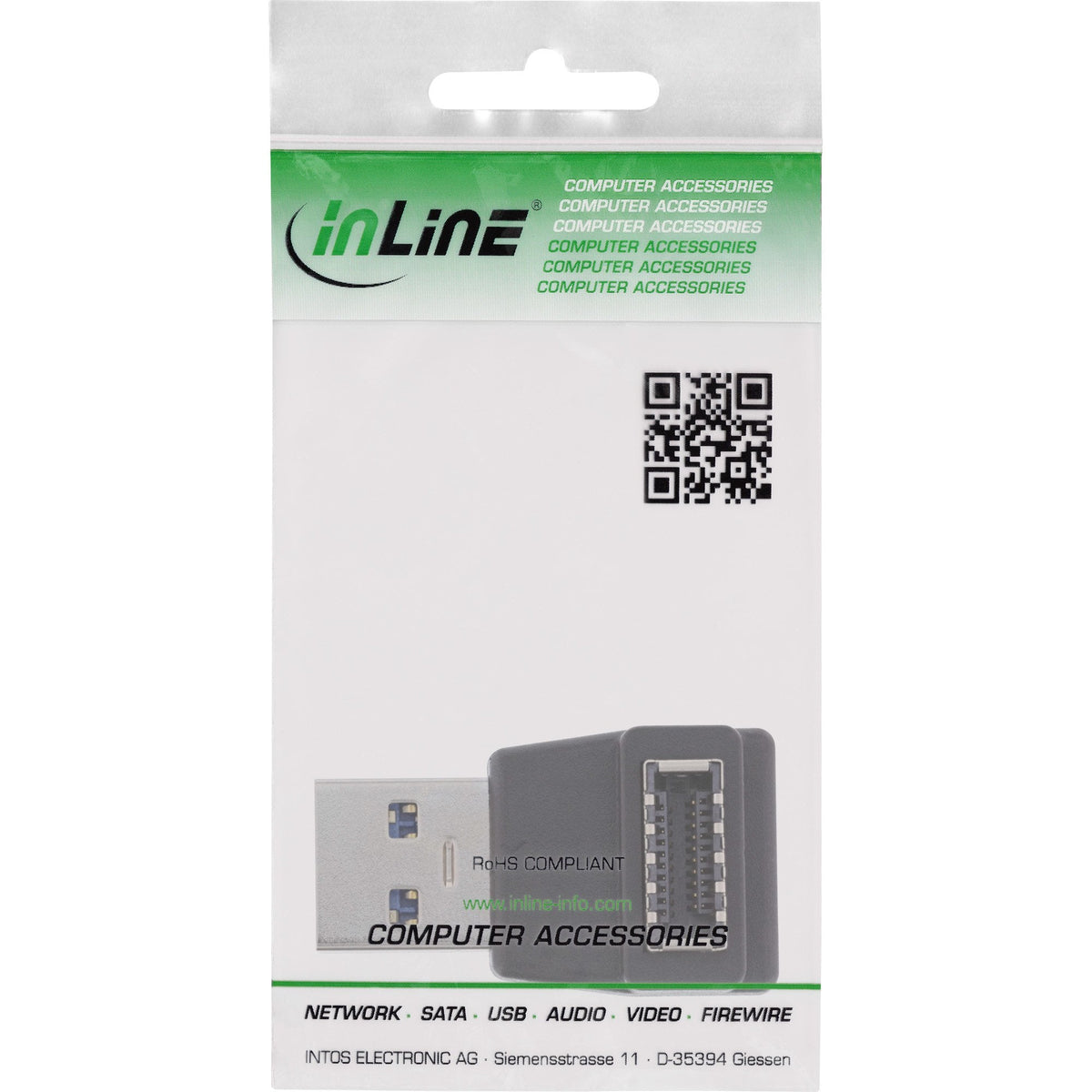 Inline® Usb 3.2 Adapter, Usb-A Macho A Internal Usb-E Front Panel Socket
