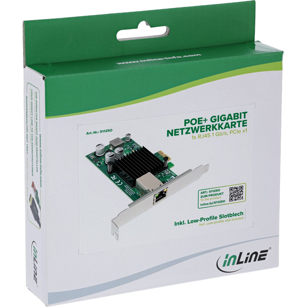 Inline Gigabit Tarjeta De Red - 1x Rj45 1 Gb/S - Pcie X1 - Poe+