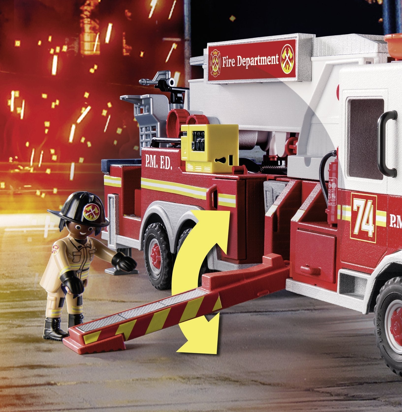 Playmobil Vehiculos De Rescate: Camion De Bomberos Con Escalera
