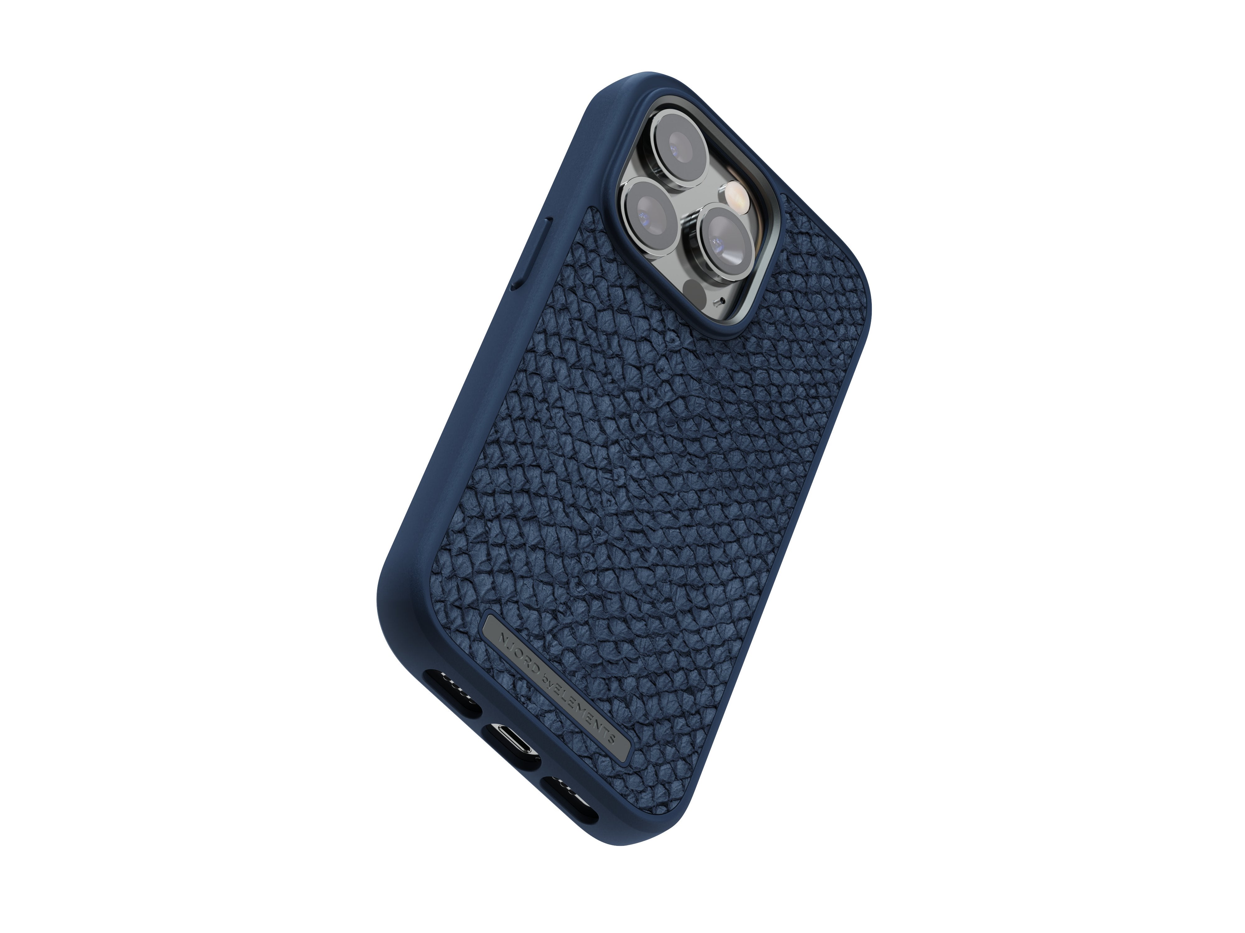 Njord Byelements Salmon Leather Magsafe Case - Iphone 14 Pro -Blue