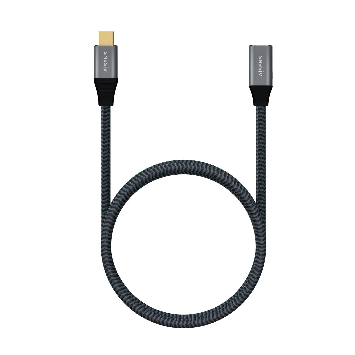 Aisens Cable Alargador Usb 3.1 Tipo-C 20gbps 5a 100w Usb Tipo-C Macho Usb Tipo-C Hembra 1m Gris