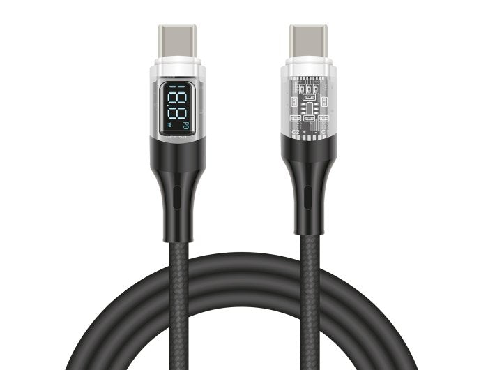 Delock 85409 Cable De De Datos Y Carga Rápida Usb 2.0 Usb Type-C Macho A Macho Pd 3.0 100 W Con Indicación De Potencia Transparente 2 M
