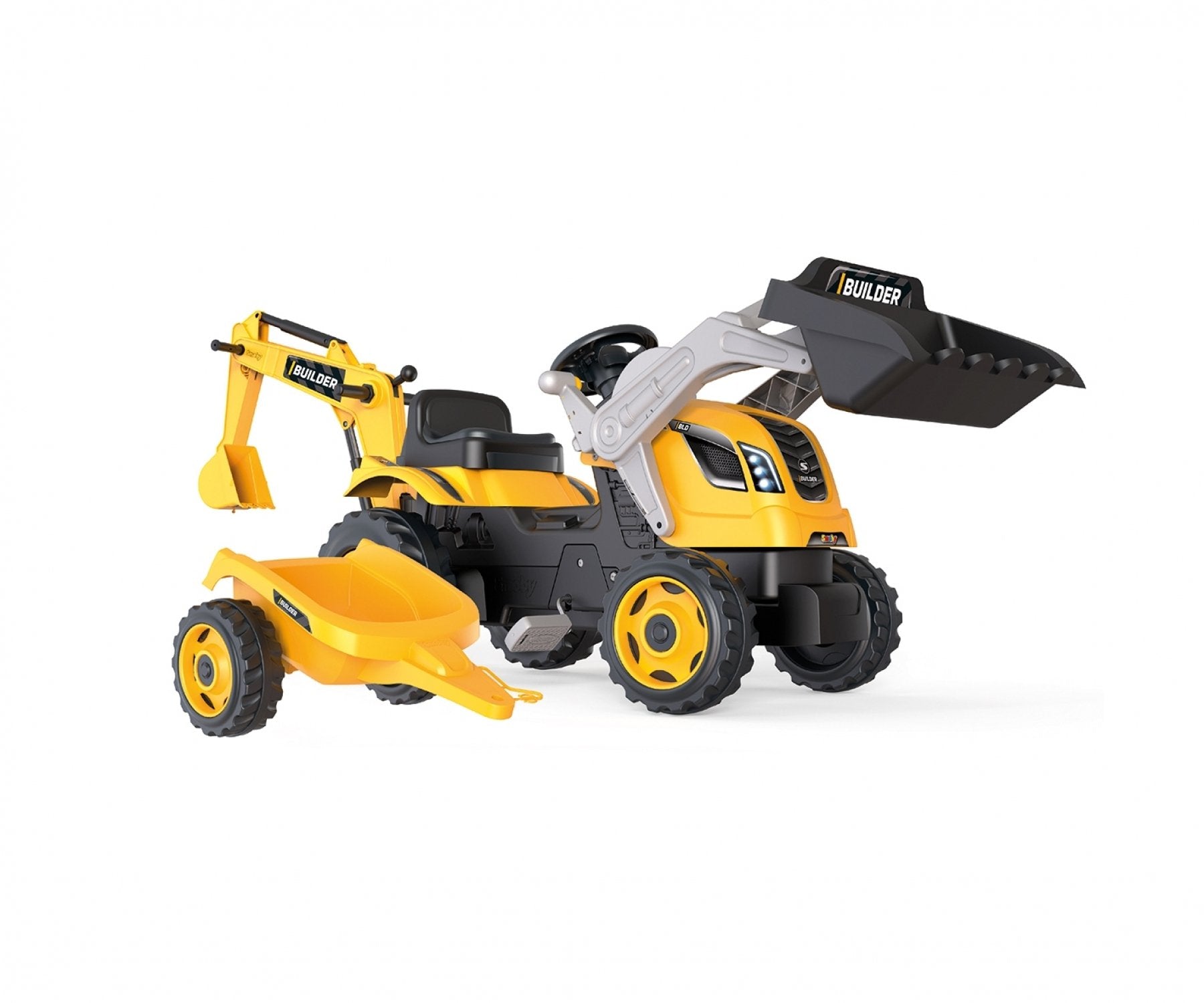 Smoby Traktor Builder Max Con Remolque, Vehículo Infantil Amarillo 7600710304