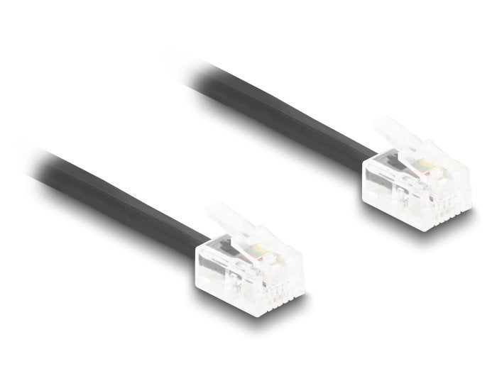Delock Telefoncable   Spiralcable Rj11 Stecker Zu Rj11 Stecker Schwarz 5 M