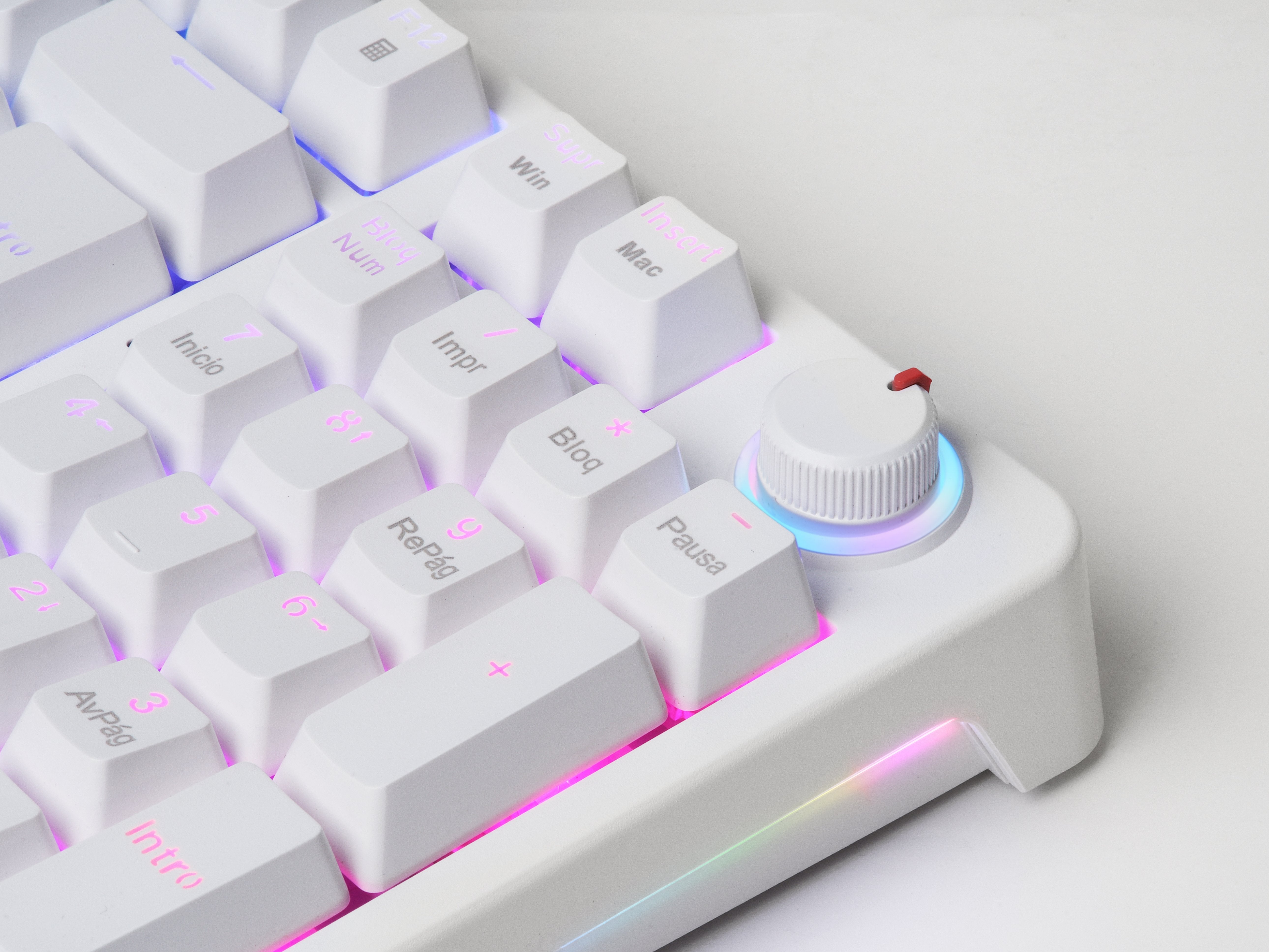 Teclado Mars Gaming Mkprowyfr Mecanico Rgb Silent Switch  Rueda De Control Frances Color Blanco