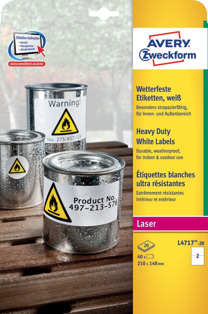 Avery Zweckform Resistente A La Intemperie Folienetiketten 210,0 X 148,0 Mm