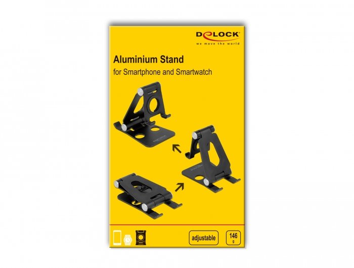 Delock Smartphone Y Smartwatch Standhalterung Verstellbar Negro