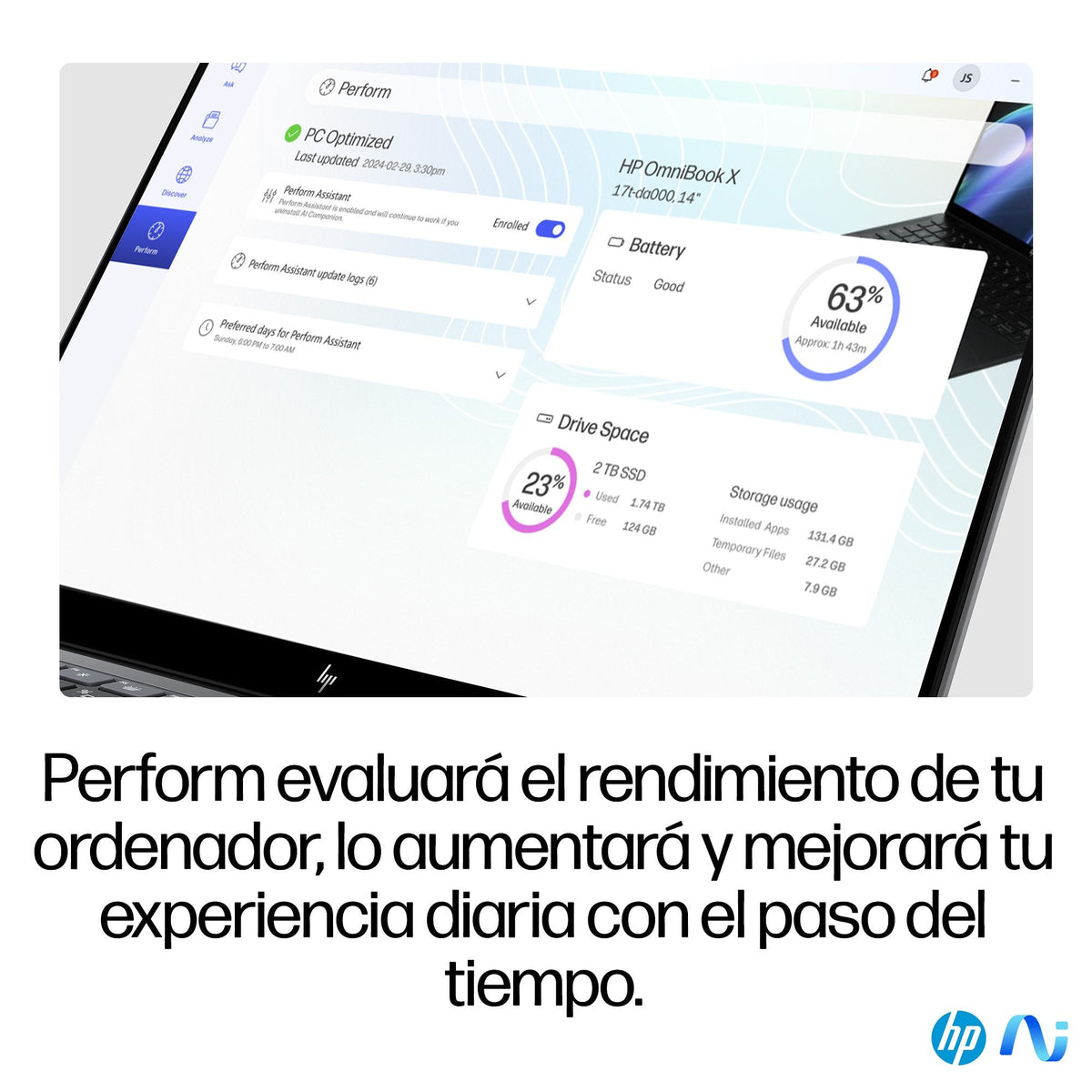 Portátil Hp Omnibook X 14-Fe0000ns Copilot+Pc, Snapdragon X Elite X1e-78-100, 16gb, 1tb Ssd, 14", W11 - Plata