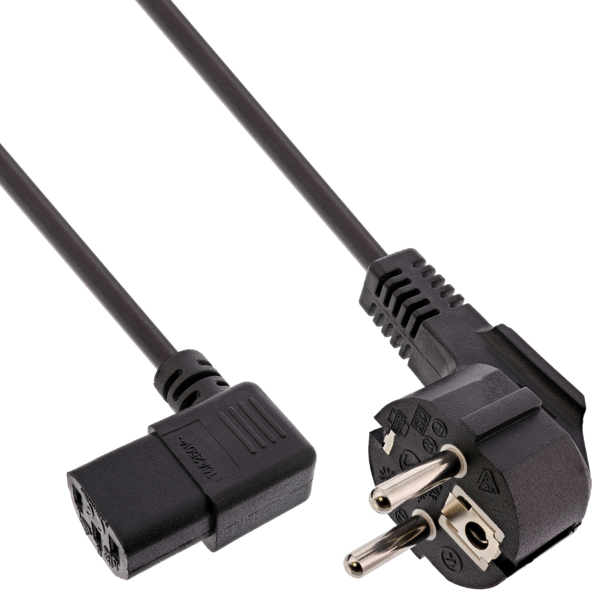 Cable De Alimentación Inline, Schutzkontakt En Ángulo A C13 En Ángulo Izquierdo, Negro, 5 M